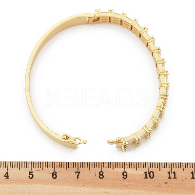 Brass Micro Pave Clear Cubic Zirconia Hinged Bangles for Women BJEW-K274-09G-1