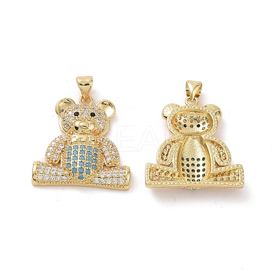 Brass Cubic Zirconia Pendants KK-G453-20G-1