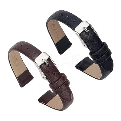 2 Sets 2 Colors Leather Textured Watch Bands AJEW-FG0003-83-1