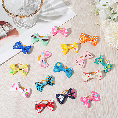 32Pcs 16 Colors Bowknot Polyester Hair Ties for Women Girls PHAR-CN0001-01-1