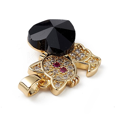 Real 18K Gold Plated Rack Plating Brass Micro Pave Cubic Zirconia Pendants KK-C015-31G-14-1