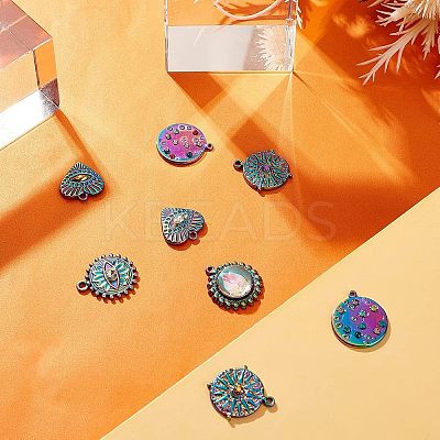 10Pcs 5 Style 304 Stainless Steel Pendant Rhinestone Cabochons STAS-UN0031-94-1