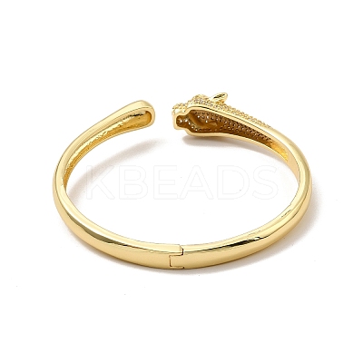 Green Cubic Zirconia Leopard Open Cuff Bangle BJEW-P281-06G-1