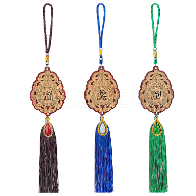 3Pcs 3 Colors Polyester Tassel Pendant Decorations HJEW-CA0001-14-1
