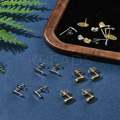 16Pcs 2 Colors 201 Stainless Steel Stud Earring Findings with Hole EJEW-FS0001-19-1