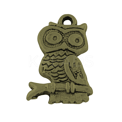 Tibetan Style Alloy Owl Pendants TIBEP-3752-AB-FF-1