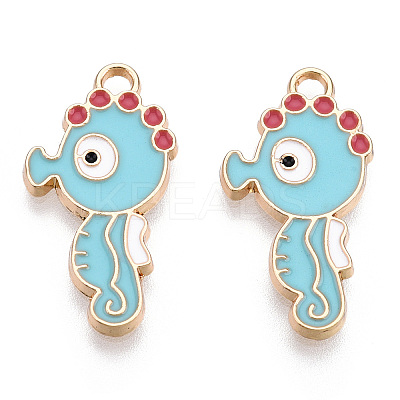 Light Gold Plated Alloy Enamel Pendants ENAM-T009-77B-RS-1