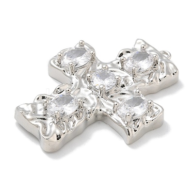 Rack Plating Brass Micro Pave Cubic Zirconia Pendants KK-L224-014P-1