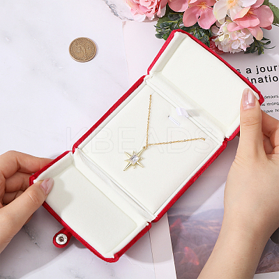 Double Door Velvet Jewelry Pendant/Necklace Gift Storage Boxes CON-WH0086-157-1