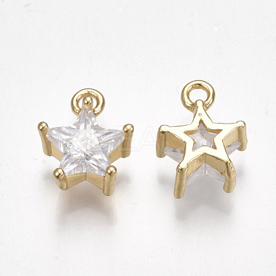 Brass Cubic Zirconia Charms KK-S348-322-1