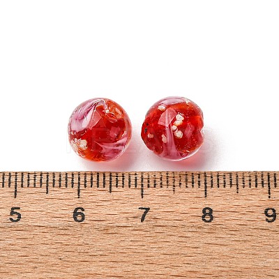 Luminous Handmade Glod Sand Lampwork Beads Strands LAMP-B028-03K-10mm-1