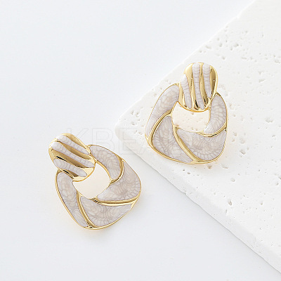 Trapezoid 304 Stainless Steel Enamel Stud Earrings for Women QN1806-4-1
