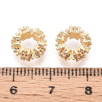 Brass Micro Pave Clear Cubic Zirconia European Beads KK-N275-05G-1