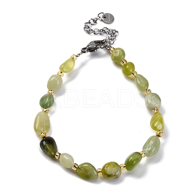 Natural Xiuyan Jade Beaded Bracelets for Women G-P563-07P-09-1