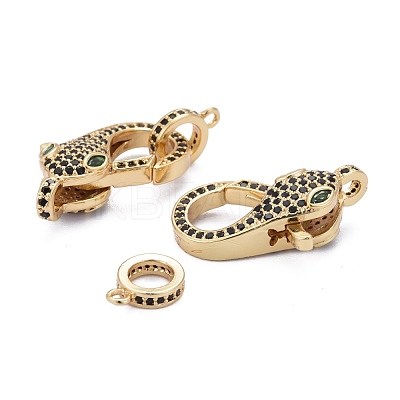 Brass Micro Pave Black & Green Cubic Zirconia Lobster Claw Clasp ZIRC-Z011-19-1