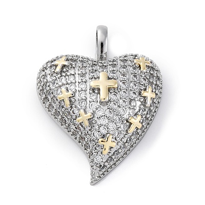 Brass Micro Pave Cubic Zirconia Pendants KK-S510-32GP-08-1