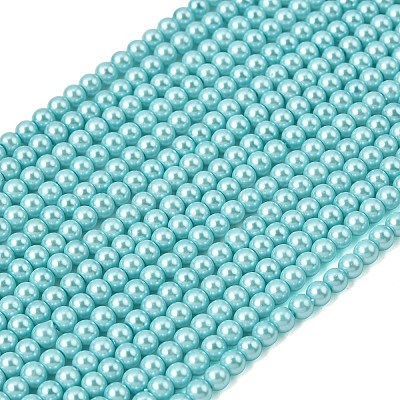Eco-Friendly Dyed Glass Pearl Round Beads Strands HY-A002-4mm-RB104-1