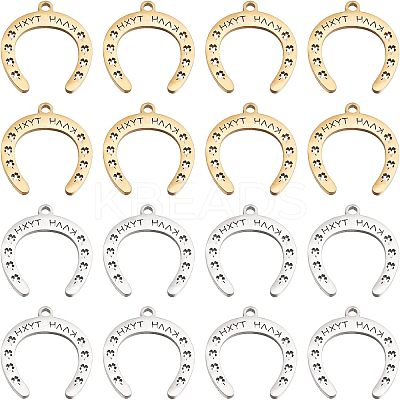 16Pcs 2 Colors 201 Stainless Steel Pendants STAS-CA0001-52-1