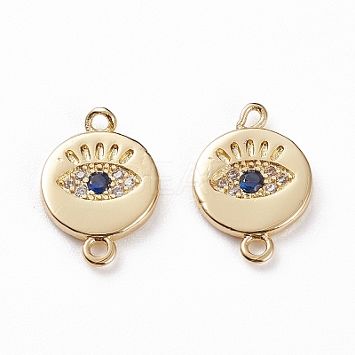 Brass Micro Pave Clear & Royal Blue Cubic Zirconia Links Connectors LS-KK-C100-40G-1
