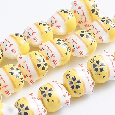 Handmade Printed Porcelain Beads PORC-G004-C05-1