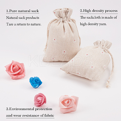 Polycotton(Polyester Cotton) Packing Pouches Drawstring Bags ABAG-T004-10x14-01-1