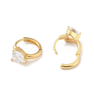 Clear Cubic Zirconia Heart Hoop Earrings EJEW-C028-09G-1