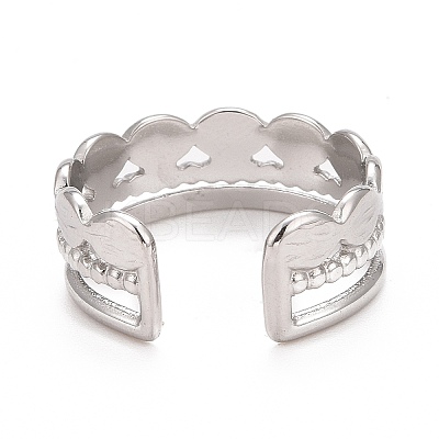 Non-Tarnish 304 Stainless Steel Oval Wrap Open Cuff Ring for Women LS-RJEW-C025-11P-1