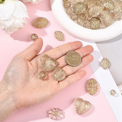 70Pcs 7 Styles Plating Acrylic Beads PACR-YW0001-60-1