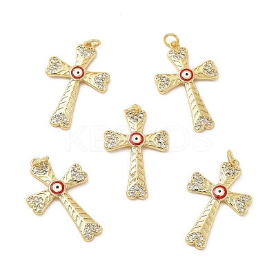 Brass Micro Pave Cubic Zirconia Pendants KK-E068-VB264-2-1