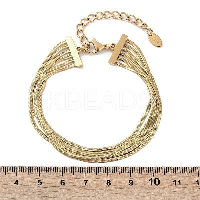 304 Stainless Steel Snake Chain Multi-Strand Bracelets For Women BJEW-Z095-01B-G-1