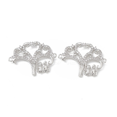 Brass Micro Pave Clear Cubic Zirconia Connector Charms KK-E068-VB054-1