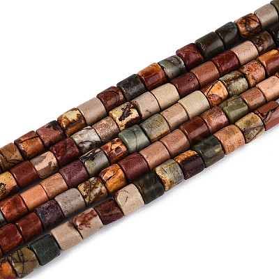 Natural Polychrome Jasper/Picasso Stone/Picasso Jasper Beads Strands G-T141-87B-1