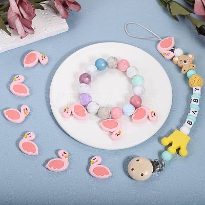 10Pcs Cartoon Flamingo Silicone Beads JX703A-1
