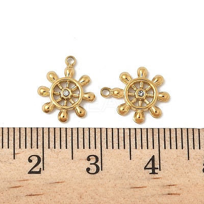 304 Stainless Steel Rhinestone Pendants Ion Plating(IP) STAS-V015-21G-1