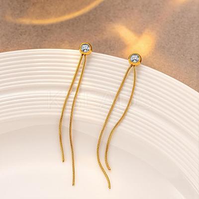 304 Stainless Steel Cubic Zirconia Tassel Earrings WGD0BF9-01-1