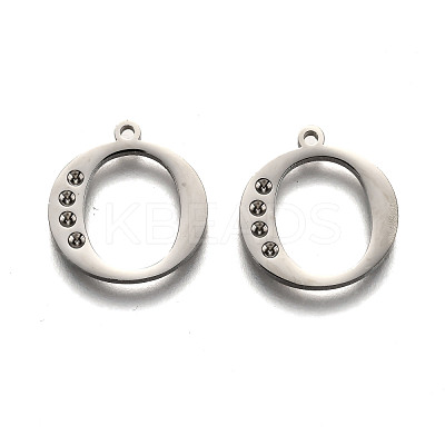 Tarnish Resistant 304 Stainless Steel Letter Pendant Rhinestone Settings STAS-Y006-61P-O-1