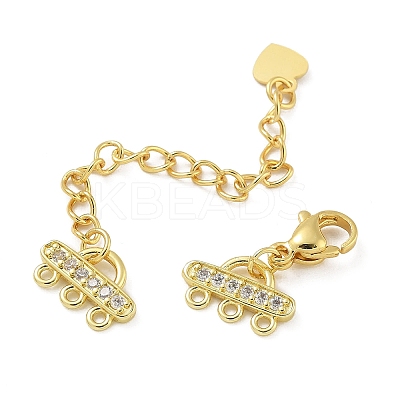 Rack Plating Brass Micro Pave Cubic Zirconia Chain Extender LS-KK-A234-017G-1
