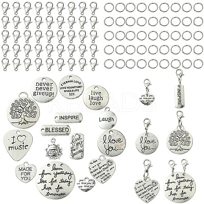 DIY Word Alloy Pendant Decoration Making Kit DIY-YW0008-90-1