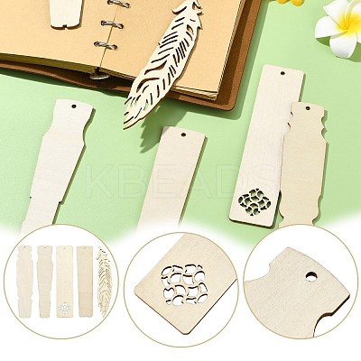 50Pcs 5 Styles Wood Blank Boards for Bookmark Making WOOD-CJ0002-25-1