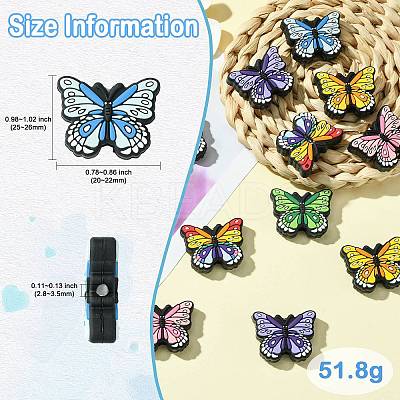 12Pcs 6 Styles Butterfly Food Grade Eco-Friendly Silicone Beads SIL-CJ0001-89-1