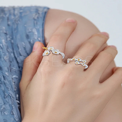 2Pcs 2 Styles Alloy Finger Rings for Women RJEW-LP0003-58-1