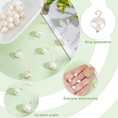 24Pcs Natural Pearl Two Sides Polished Charms PALLOY-HY00055-1