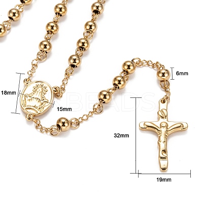 Men's Rosary Bead Necklace with Crucifix Cross NJEW-I011-6mm-08-1