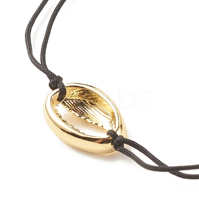 Alloy Shell Shape Braided Bead Bracelet for Women BJEW-JB08303-1