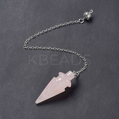 Natural Rose Quartz Pointed Dowsing Pendulums AJEW-B020-01P-08-1