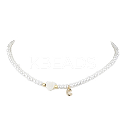 Brass Micro Pave Grade AAA Cubic Zirconia Letter Pendant Necklaces NJEW-JN04771-03-1