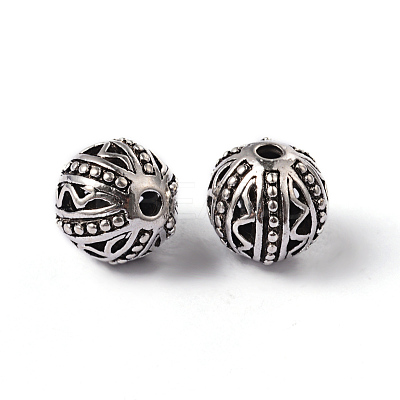 Tibetan Style Alloy Round Beads TIBEP-66506-AS-NR-1