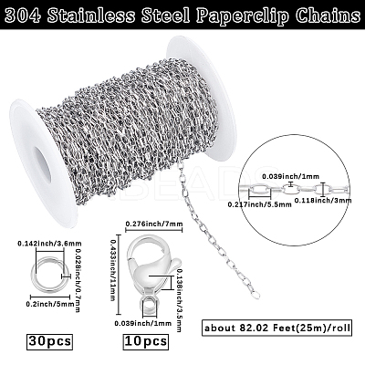 DIY 304 Stainless Steel Paperclip Chains Necklace/Bracelets Making Kits DIY-BBC0002-52-1