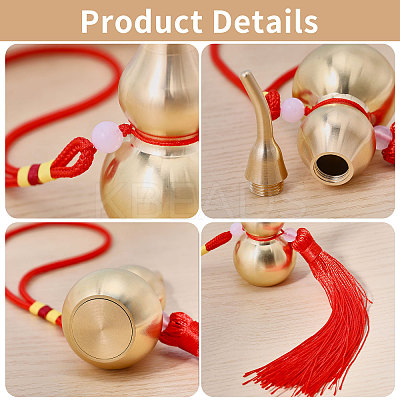 3Pcs 3 Styles Spring Festival Brass Gourd & Polyester Tassels Pendant Decorations HJEW-CA0001-71-1