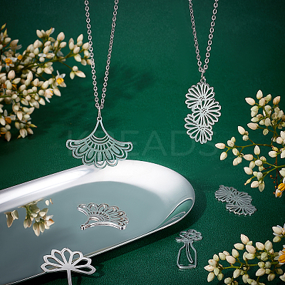 16Pcs 4 Style 201 Stainless Steel Pendants STAS-DC0006-35-1